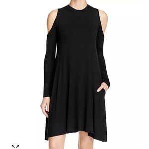 Elan Black Cold Shoulder Swing Dress.